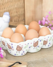 Hen Print Ceramic Egg Holder