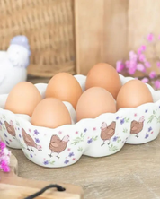 Hen Print Ceramic Egg Holder