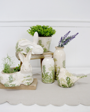 Botanical Green Ceramic Bird