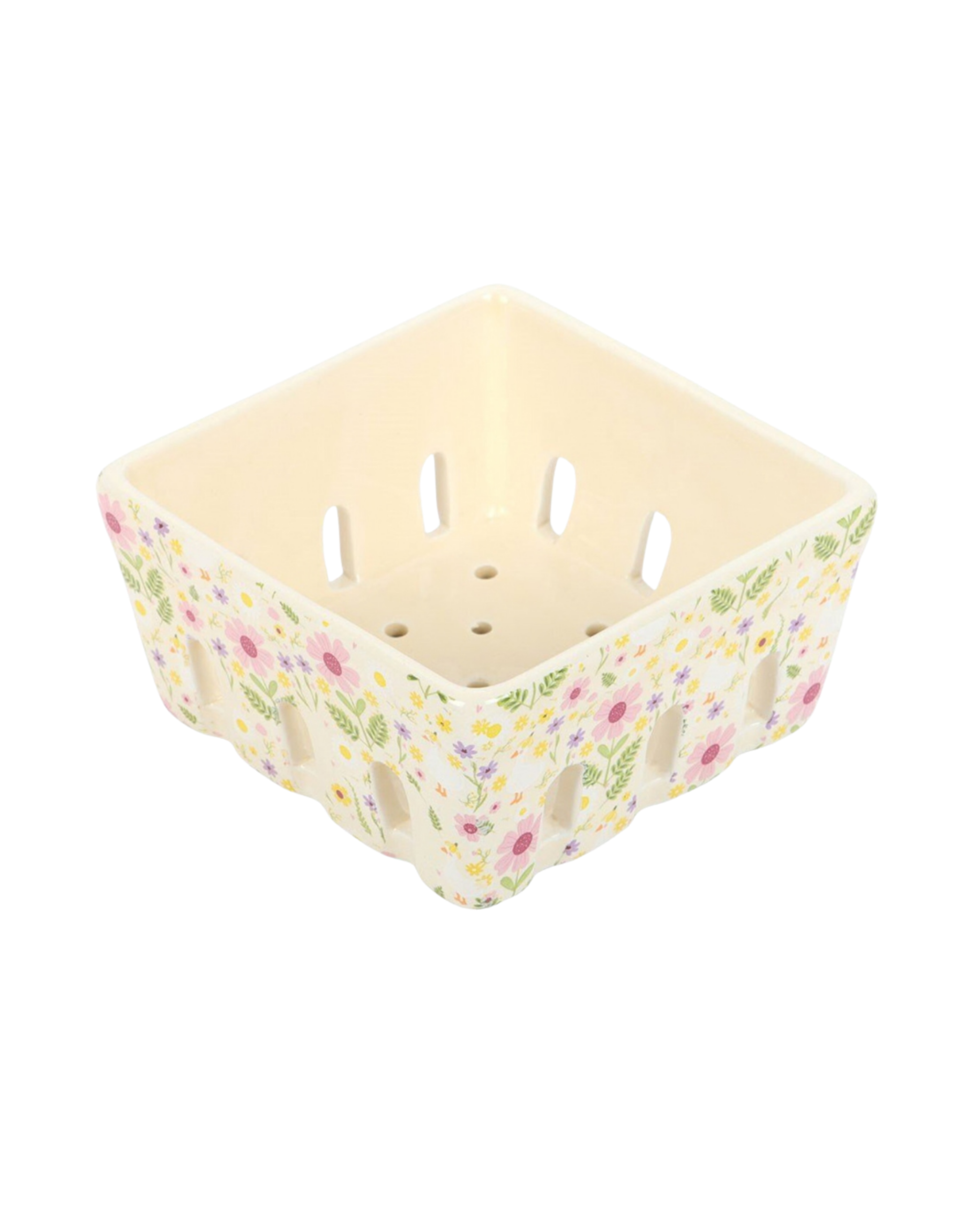 Floral Ceramic Berry Basket