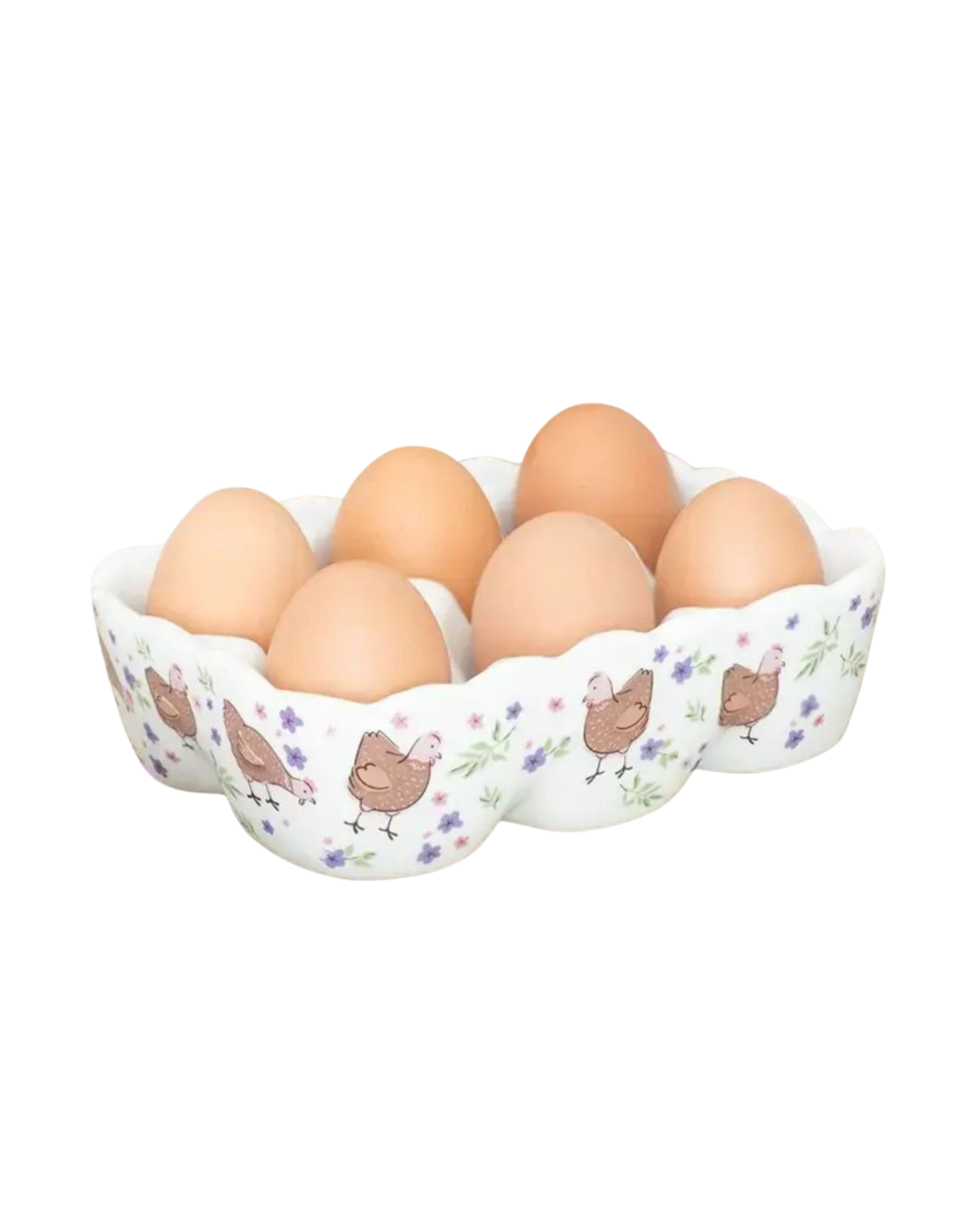 Hen Print Ceramic Egg Holder