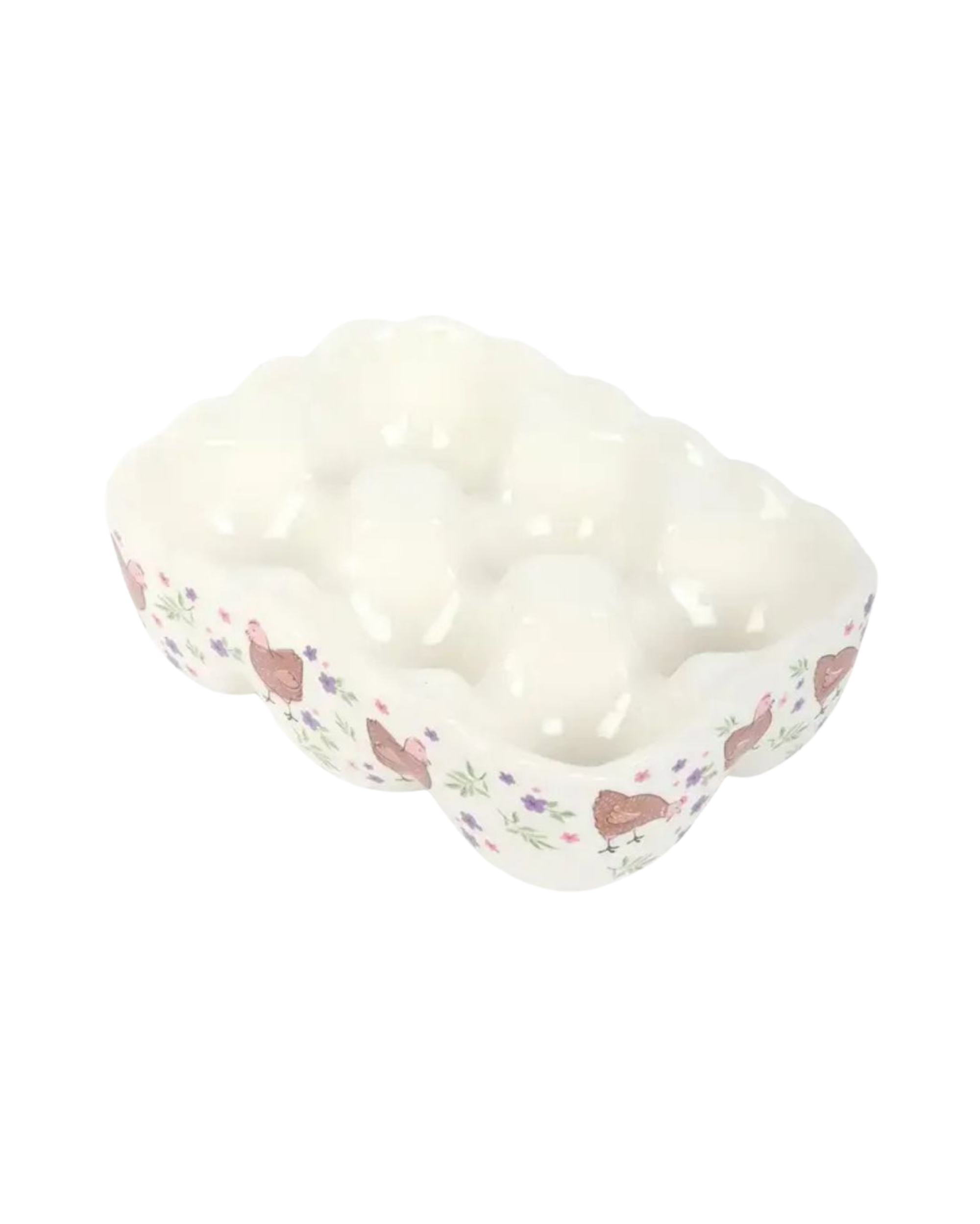 Hen Print Ceramic Egg Holder