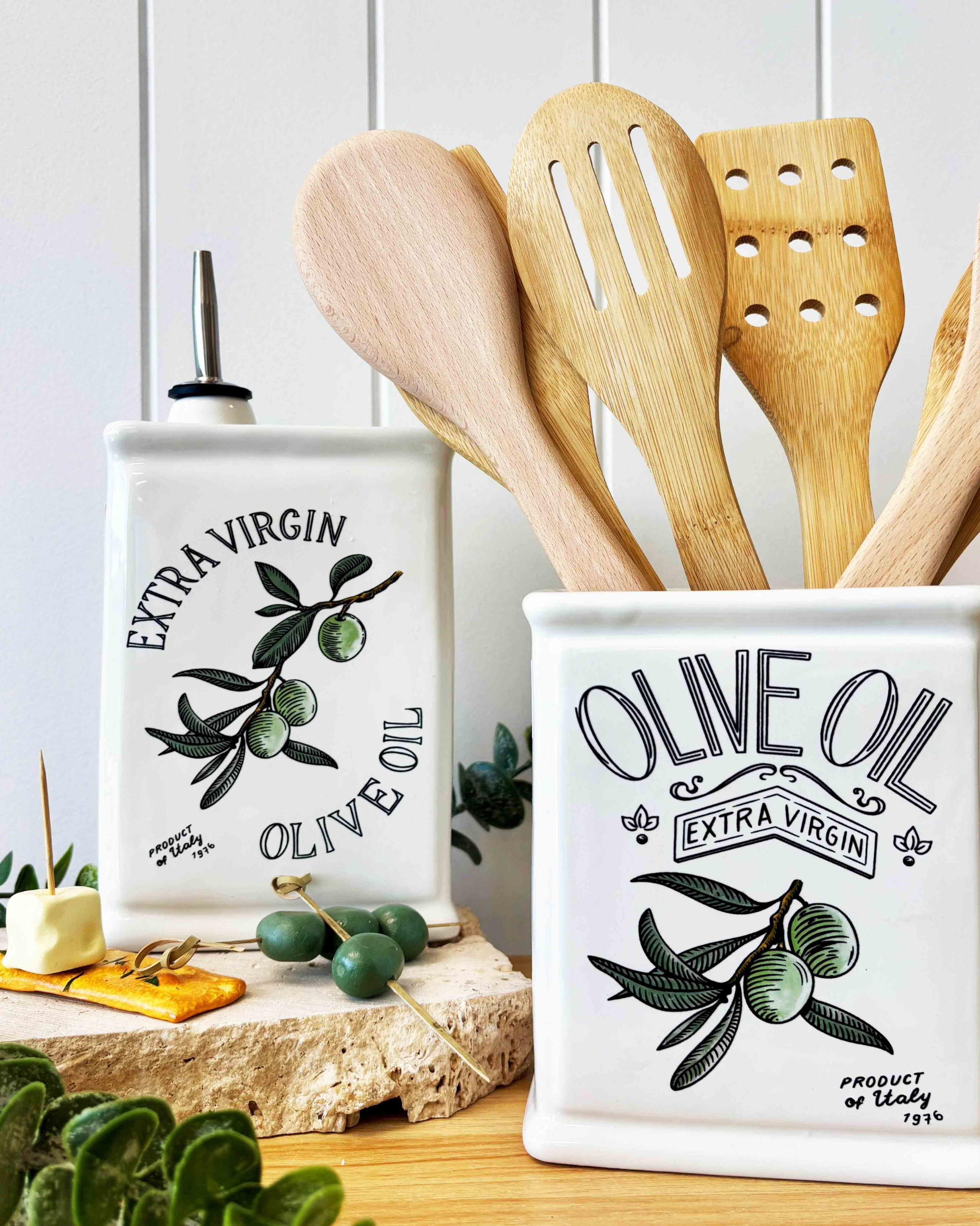Olive Oil Classic Ceramic Utensil Vessel