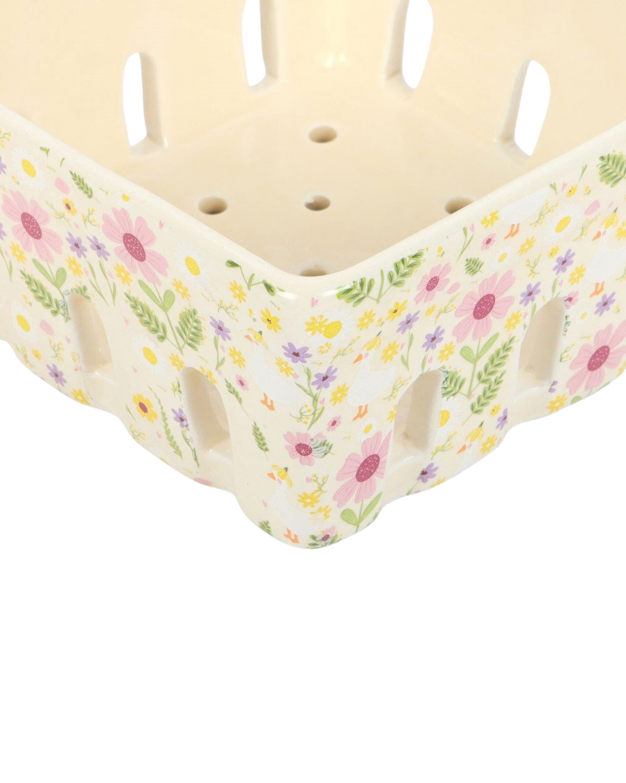 Floral Ceramic Berry Basket