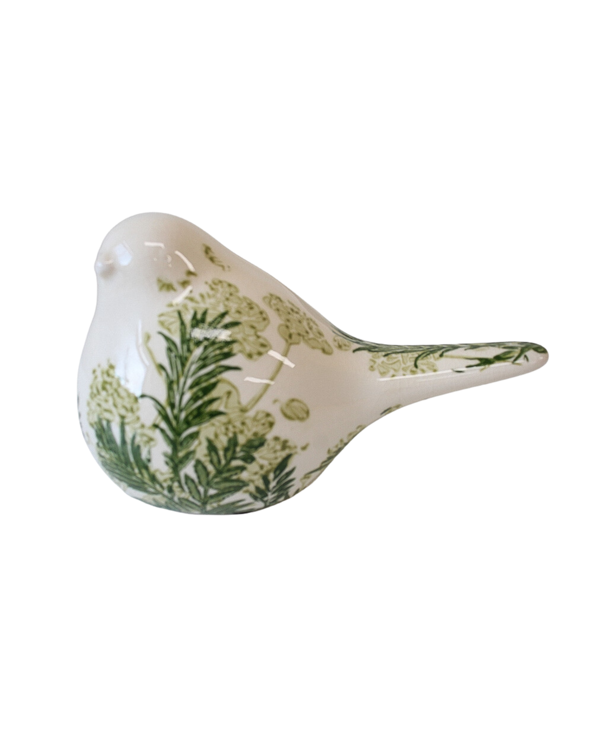 Botanical Green Ceramic Bird