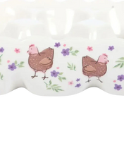 Hen Print Ceramic Egg Holder