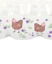 Hen Print Ceramic Egg Holder