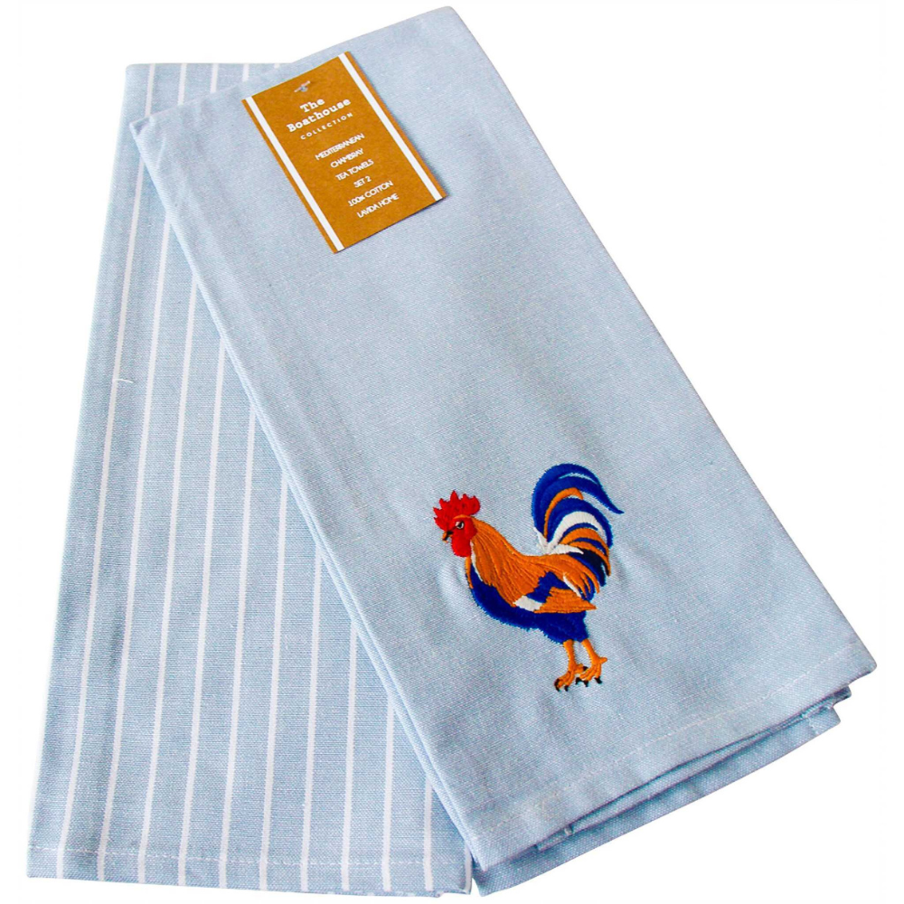 2pce Rooster Tea Towel Set