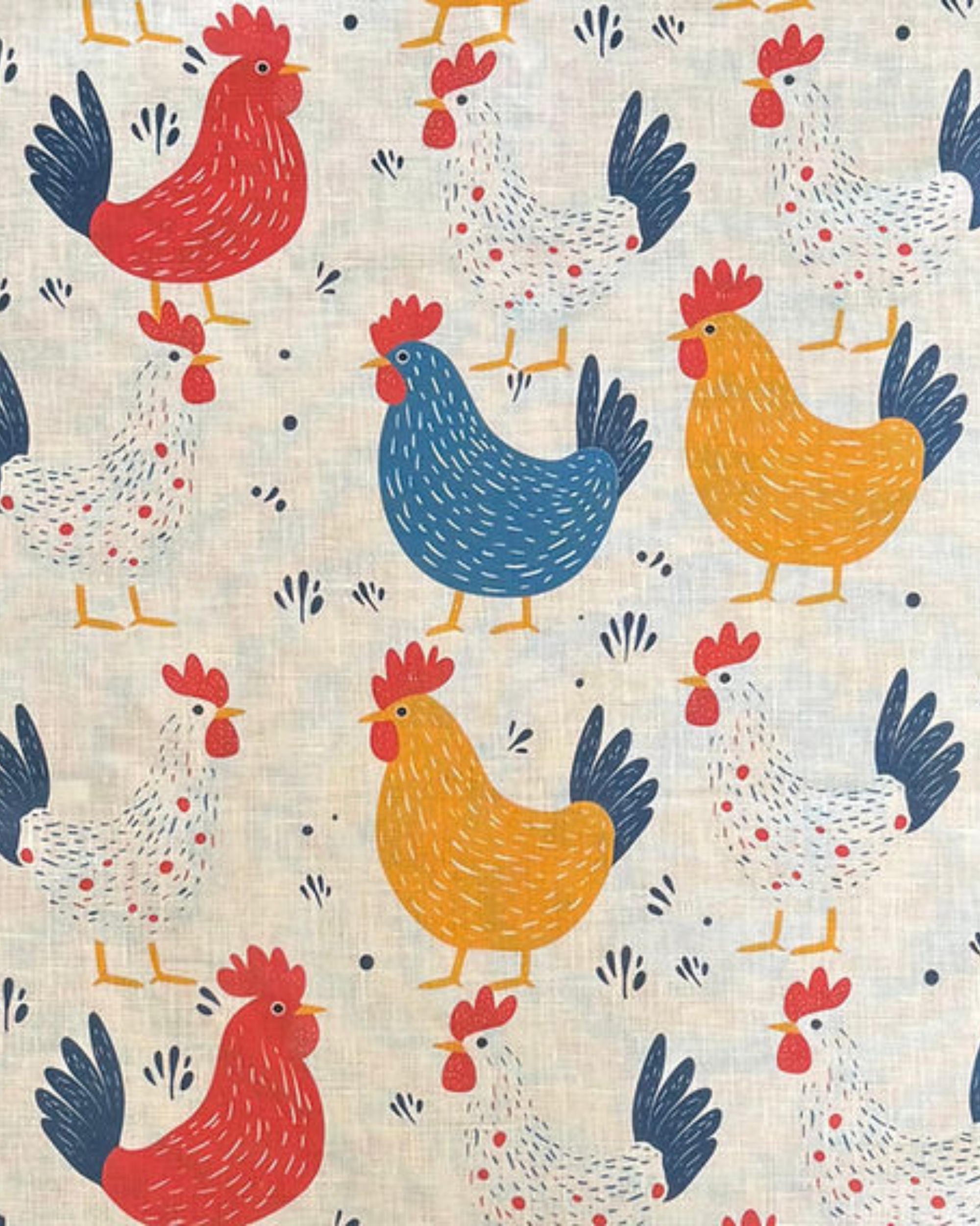 Cheerful Chickens Pure Organic Linen Tea Towel