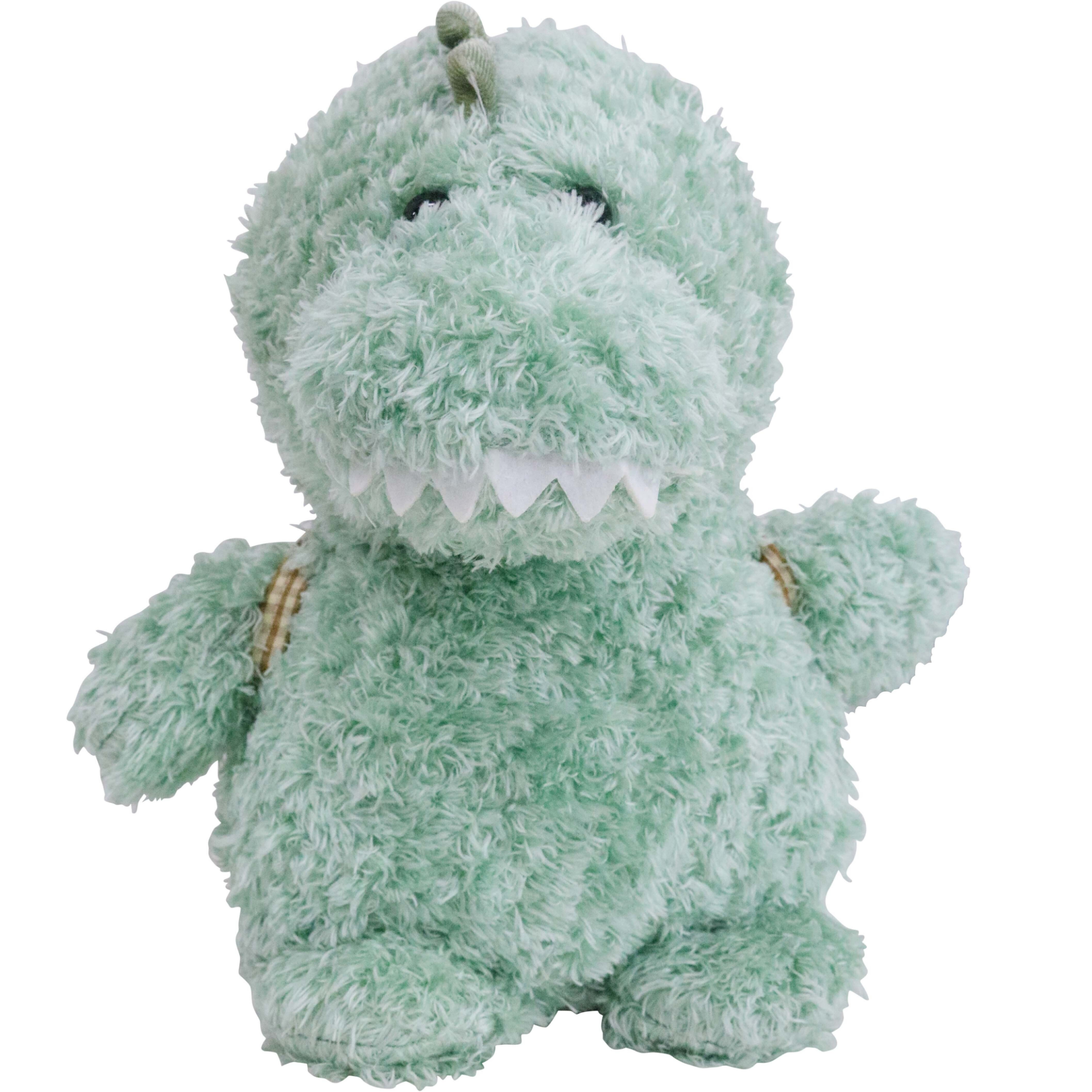 Plush Caleb Croc – 22cm tall soft green croc wearing a checked apron, made from cuddly polyester. Perfect for playtime, snuggles, and as a gift for kids.