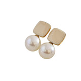 Felicity White Enamel Stud Earrings with Faux Pearl