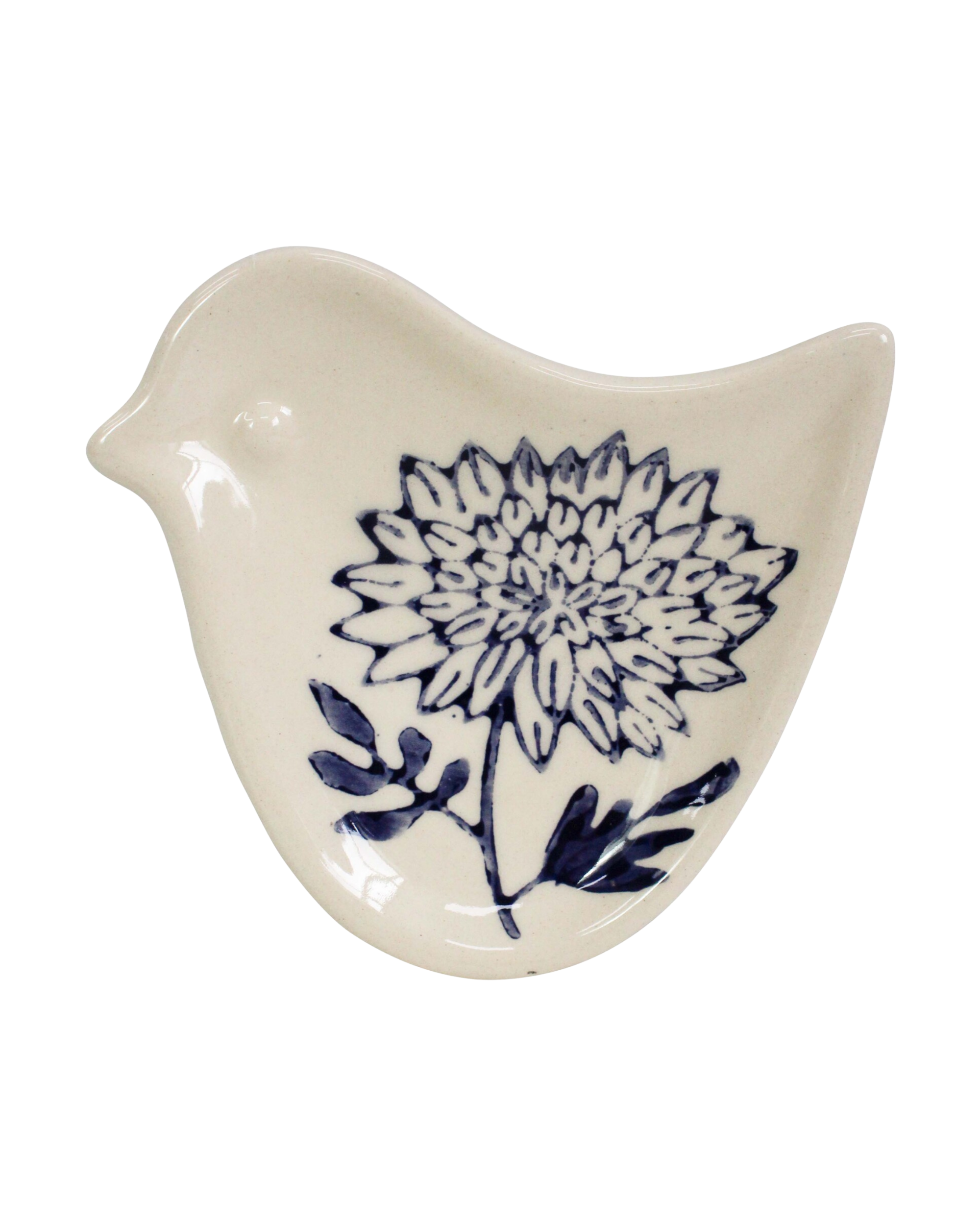Folk Bird Dish Bloom Indigo