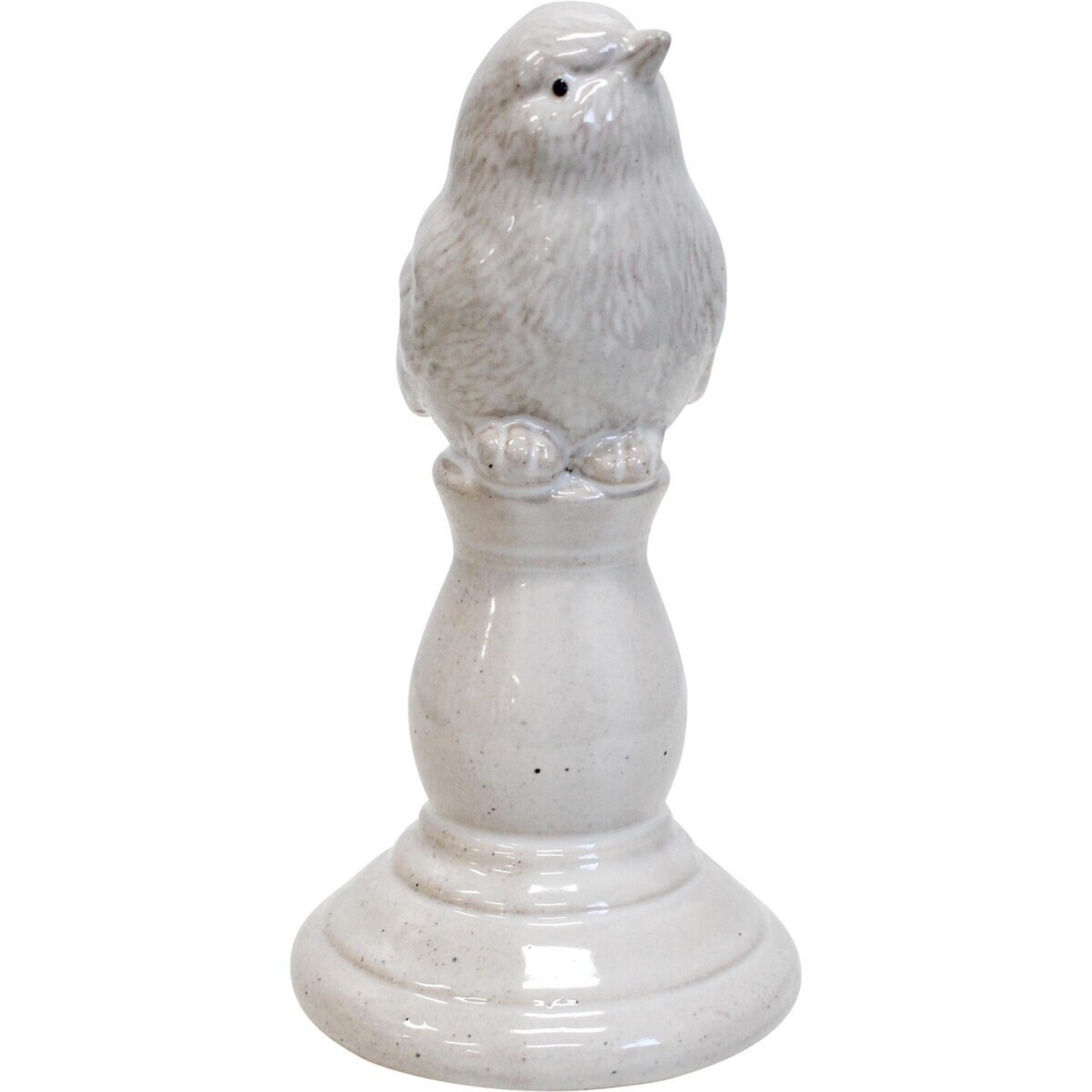 Lark Bird Singing decorative ceramic figure, 9.8 x 7.4 x 14.1 cm, creamy white finish with subtle shine and tilted head, ideal for shelves or desks.