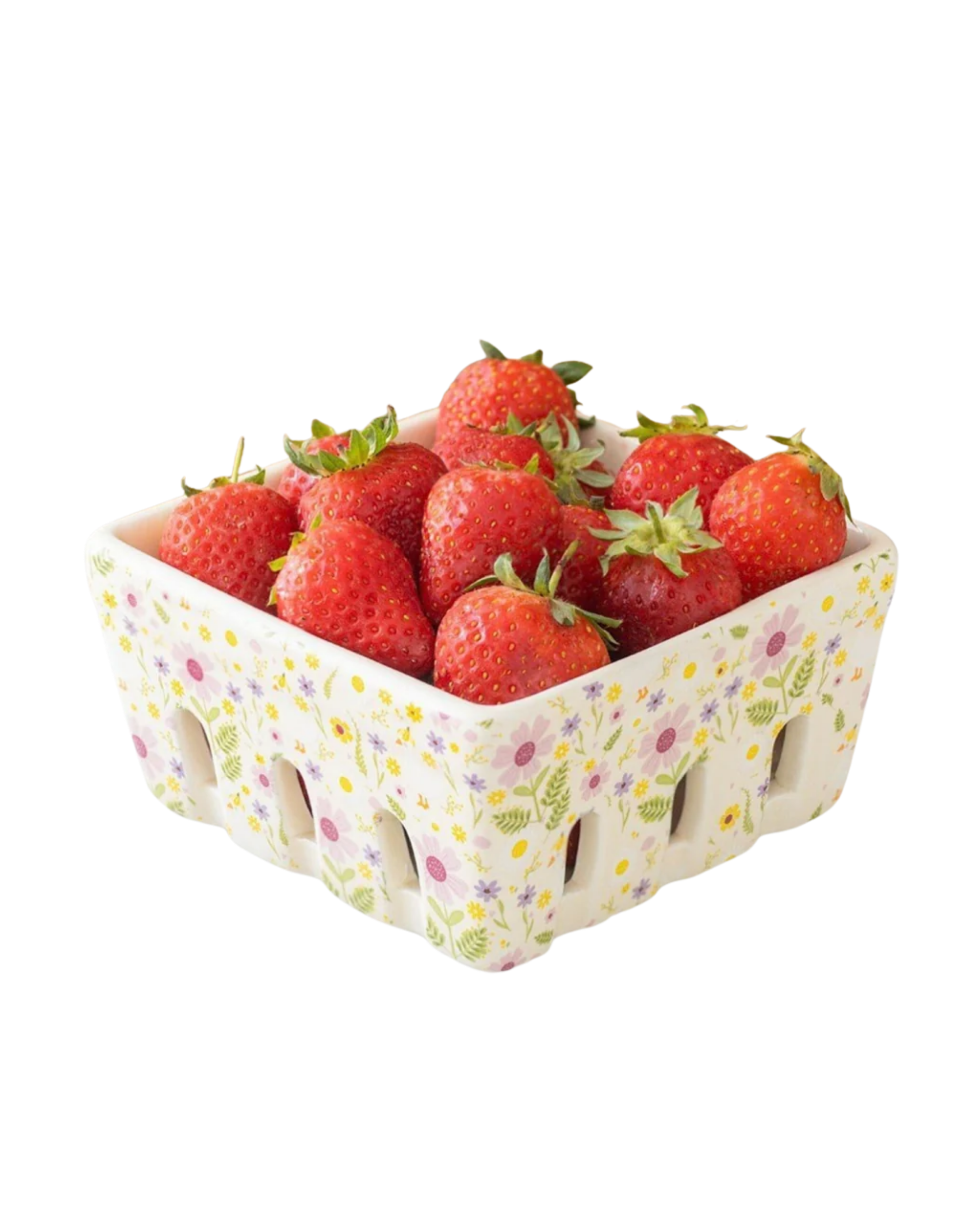 Floral Ceramic Berry Basket