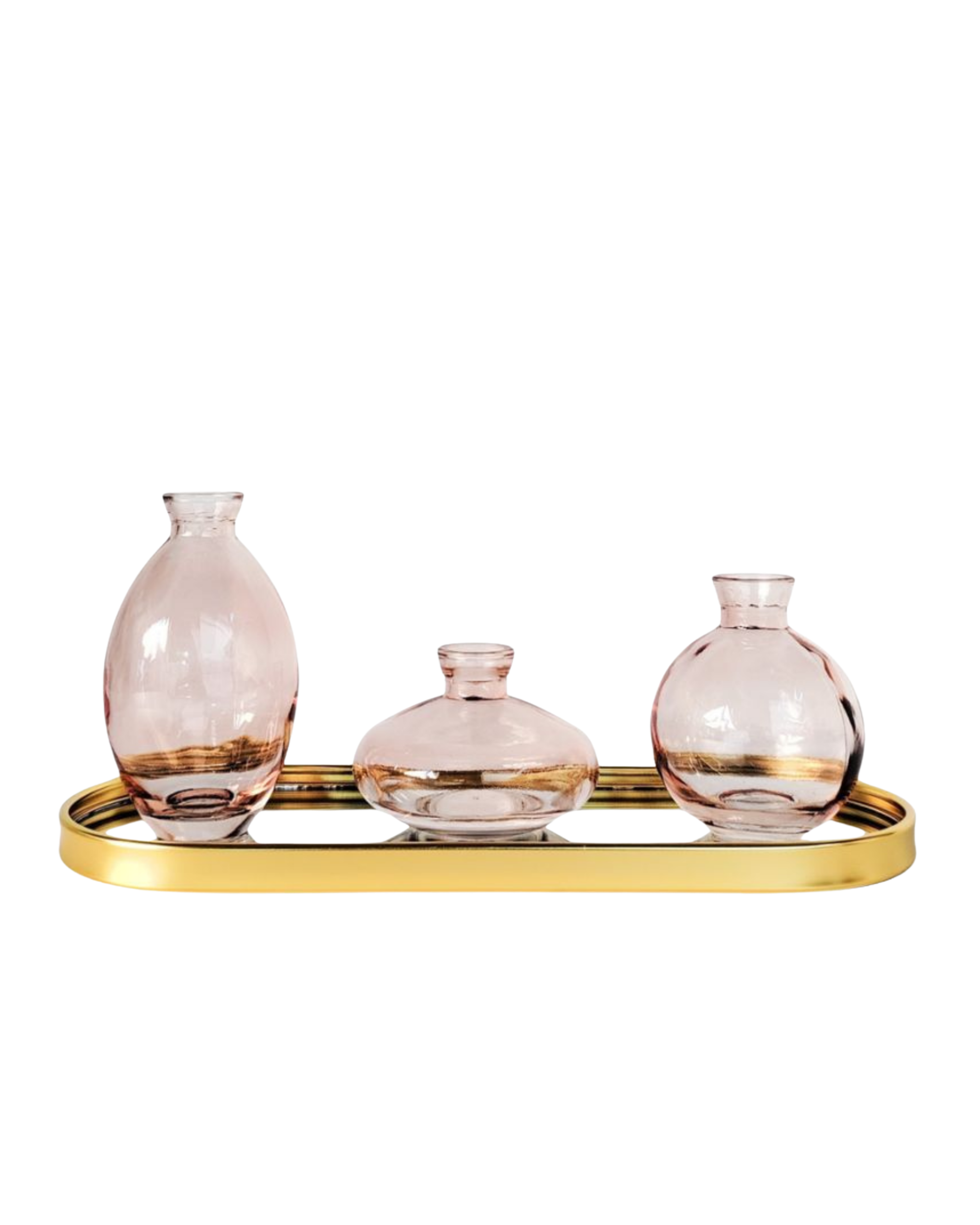 Kinkora Set of 3 Glass Vases with Tray