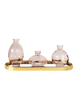 Kinkora Set of 3 Glass Vases with Tray