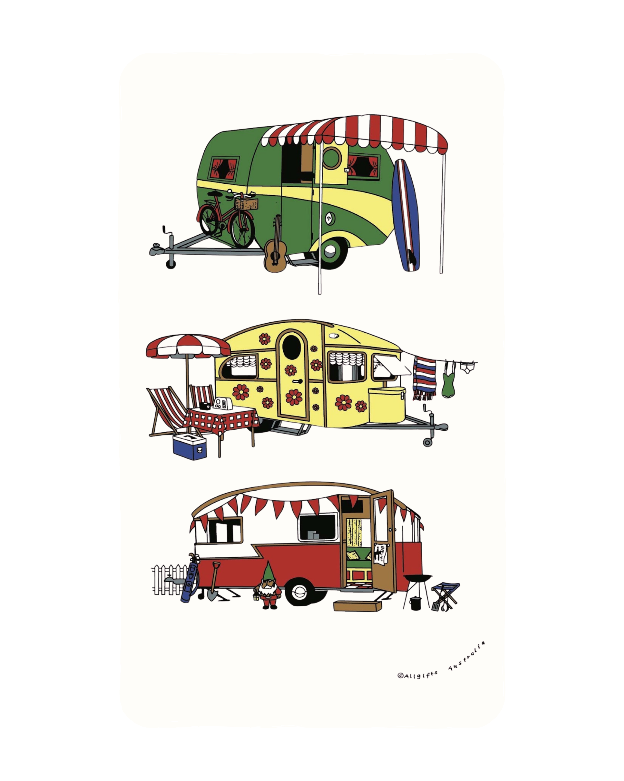 Retro Caravan Tea Towel
